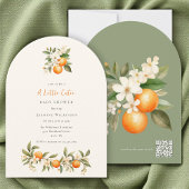  QR code Orange Blossom Baby Shower Arch Design 招待状