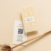 QR Code Orange Wavy Stripes Trendy Boho Modern Fun 名刺