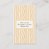 QR Code Orange Wavy Stripes Trendy Boho Modern Fun 名刺 (正面)