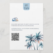 QR Code Palm Tree Beach Wedding Destination 招待状 (裏面)