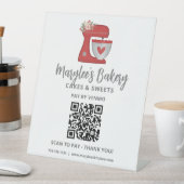 QR Code Pay Here Red Mixer Bakery Pedestal Sign 台座サイン (インサイチュ)