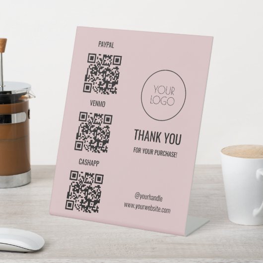 QR Code Payment Blush Pink Salon Scan to Pay 台座サイン (インサイチュ)