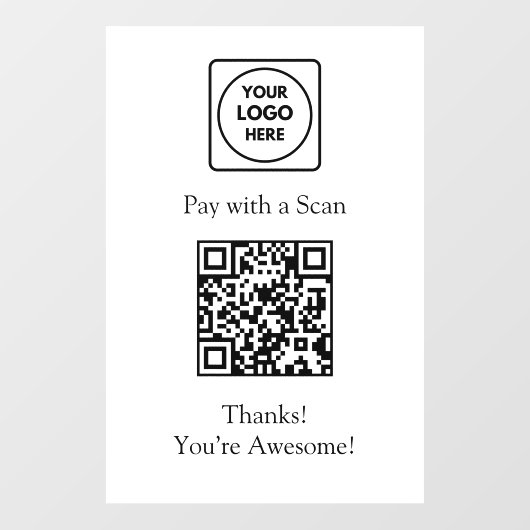 QR Code Payment | Contactless Logo Display Sign ウィンドウサイン (シート)