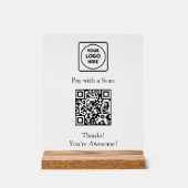 QR Code Payment | Custom Logo Contactless Display アクリルサイン (正面)