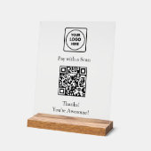 QR Code Payment | Custom Logo Contactless Display アクリルサイン (傾斜)