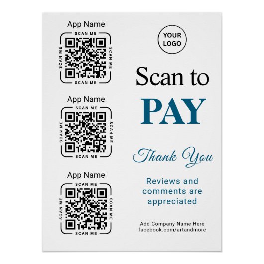 QR Code Payment - Scan to Pay Business Logo ポスター (正面)