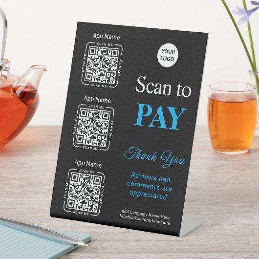 QR Code Payment - Scan to Pay Business Logo 台座サイン (インサイチュ)
