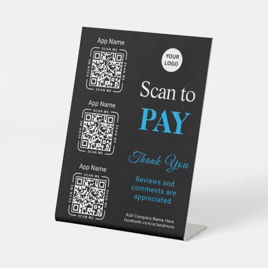 QR Code Payment - Scan to Pay Business Logo 台座サイン (正面)
