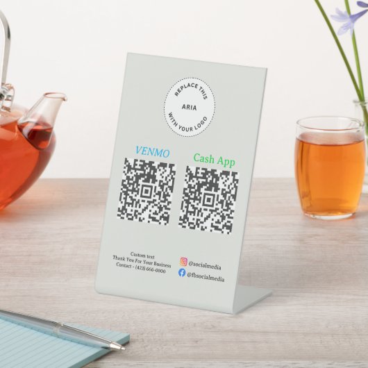 QR Code Payment - Scan to Pay Business Logo 台座サイン (インサイチュ)