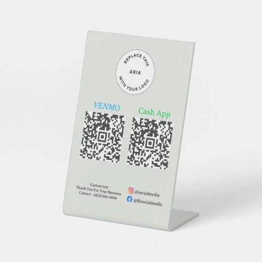 QR Code Payment - Scan to Pay Business Logo 台座サイン (正面)