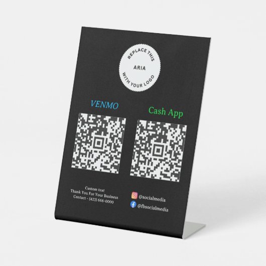 QR Code Payment - Scan to Pay Business Logo 台座サイン (正面)