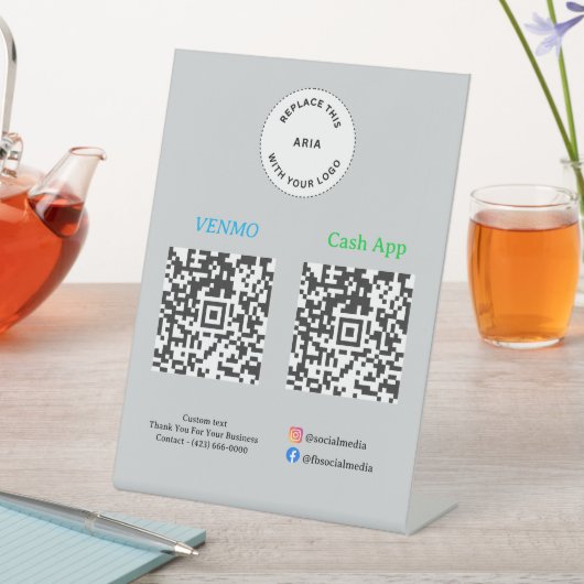 QR Code Payment - Scan to Pay Business Logo 台座サイン (インサイチュ)