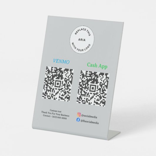 QR Code Payment - Scan to Pay Business Logo 台座サイン (正面)