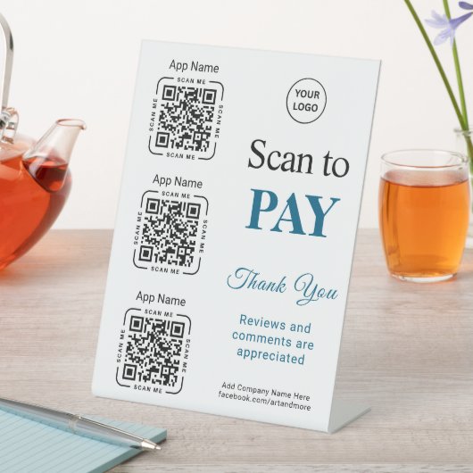 QR Code Payment - Scan to Pay Business Logo 台座サイン (インサイチュ)