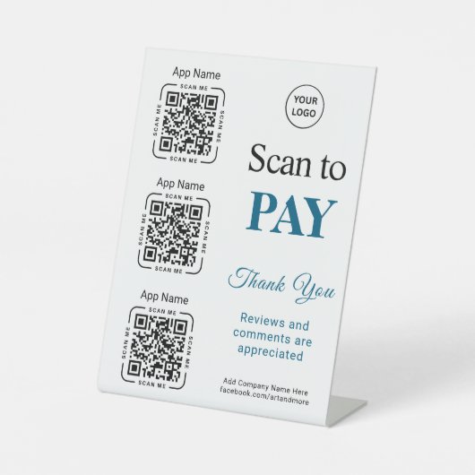 QR Code Payment - Scan to Pay Business Logo 台座サイン (正面)