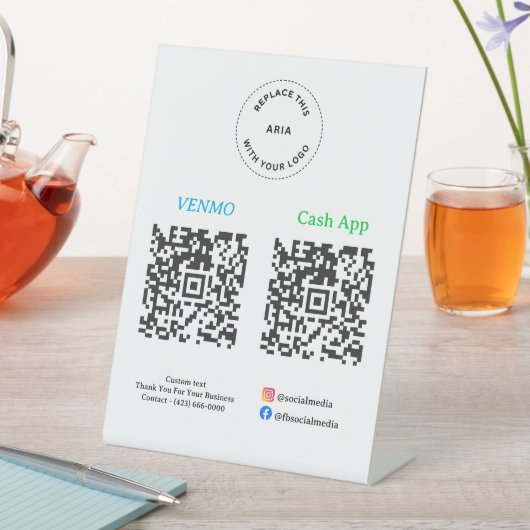 QR Code Payment - Scan to Pay Business Logo 台座サイン (インサイチュ)