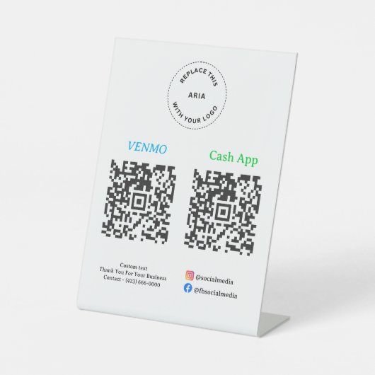 QR Code Payment - Scan to Pay Business Logo 台座サイン (正面)