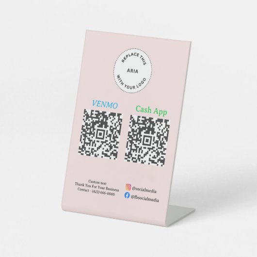 QR Code Payment - Scan to Pay Business Logo 台座サイン (正面)