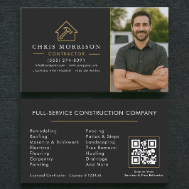 QR Code Photo Building Construction Black Gold 名刺