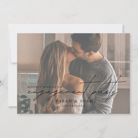 QR Code Photo Happily Ever After Engagement Party 招待状 (正面)