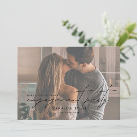 QR Code Photo Happily Ever After Engagement Party 招待状 (スタンド正面)