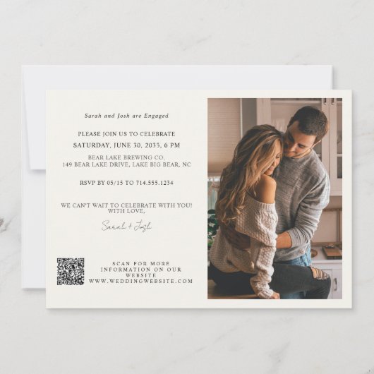 QR Code Photo Happily Ever After Engagement Party 招待状 (裏面)
