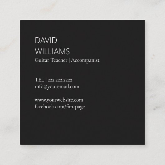 QR Code Photo Music Teacher Singer Songwriter スクエア名刺 (裏面)