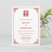 QR Code Photo | Red White Chinese Wedding 招待状 (スタンド正面)