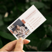 QR Code Photo Terracotta Floral Monogram 名刺