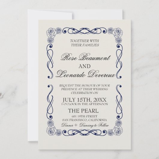 QR Code Photo Wedding Invitation | Elegant Boho  招待状 (正面)