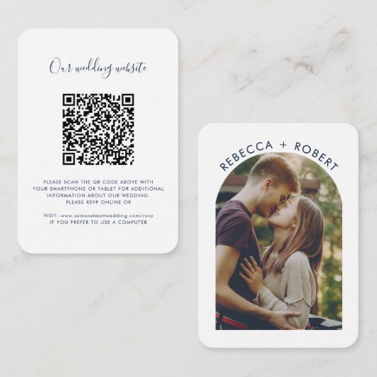 QR Code Photo Wedding Website RSVP エンクロージャーカード (正面/裏面)
