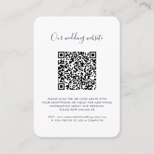 QR Code Photo Wedding Website RSVP エンクロージャーカード (正面)