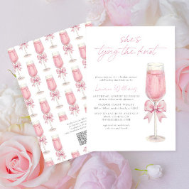 QR Code Pink Bow Shes Tying the Knot Bridal Shower 招待状