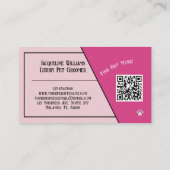 QR Code Pink Girly Mid-Century Pet Groomer II 名刺 (裏面)