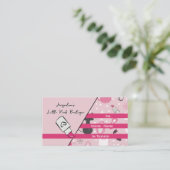 QR Code Pink Girly Mid-Century Salon II 名刺 (スタンド正面)