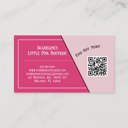 QR Code Pink Girly Mid-Century Salon II 名刺 (裏面)