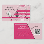 QR Code Pink Girly Mid-Century Salon II 名刺 (正面/裏面)