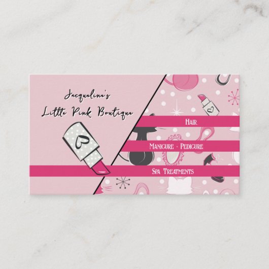 QR Code Pink Girly Mid-Century Salon II 名刺 (正面)