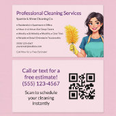 QR Code Pink Maid House Cleaning Service 名刺