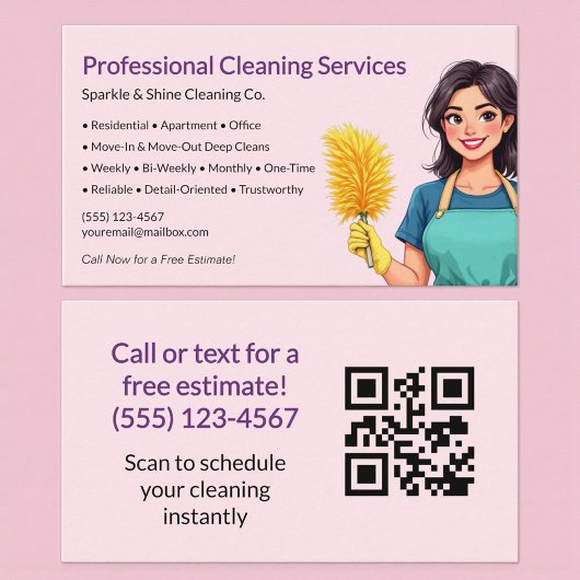 QR Code Pink Maid House Cleaning Service 名刺
