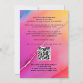 🎓 QR Code Pink  Rainbow Marble  Graduation Party 招待状 (裏面)