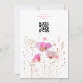 QR Code Pink Watercolor Floral Bat Mitzvah  招待状 (裏面)