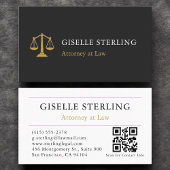 QR Code Professional Attorney Law Firm Black Gold 名刺