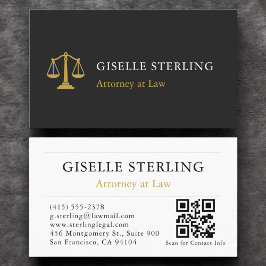 QR Code Professional Attorney Law Firm Black Gold 名刺
