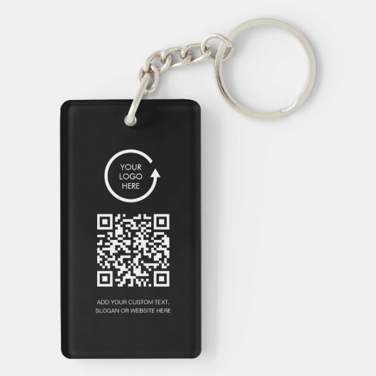 QR Code Professional business logo Simple Black キーホルダー (裏面)