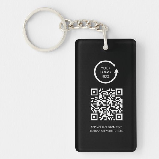 QR Code Professional business logo Simple Black キーホルダー (正面)