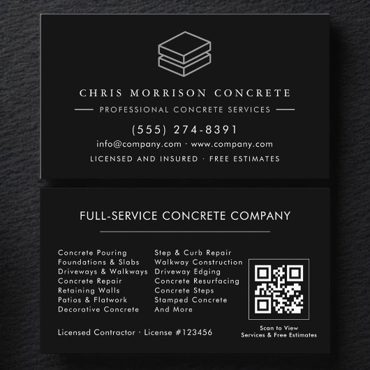 QR Code Professional Concrete Cement Contractor 名刺