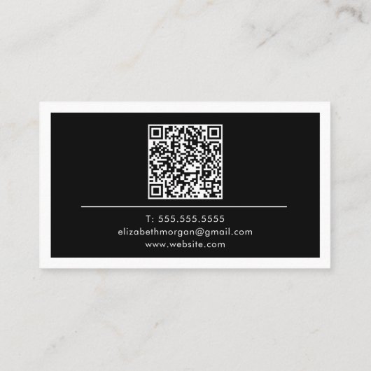 QR Code Professional Minimal Monogram Black White 名刺 (裏面)
