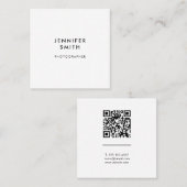 QR Code Professional Minimal White Square Business スクエア名刺 (正面/裏面)
