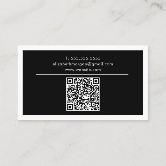 QR Code Professional Monogram Logo Black White 名刺 (裏面)